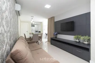 A cozinha ou kitchenette de Apto c/piscina a 2min da praia de Bombas CVA305