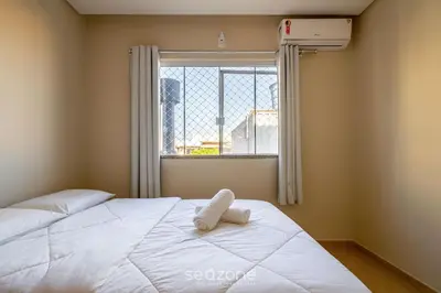Uma cama ou camas num quarto em Casa 2Q c/ churrasq. 600m da praia RVL1183