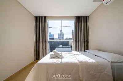 Uma cama ou camas num quarto em Casa 2Q c/ churrasq. 600m da praia RVL1183