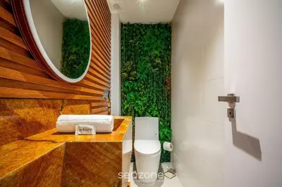 Uma casa de banho em Apto moderno c/vista mar em Porto Belo SC MRE801