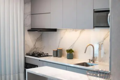 A cozinha ou kitchenette de Solar do Atlântico 101 – Beira Mar em Bombas