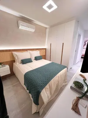 Uma cama ou camas num quarto em Solar do Atlântico 101 – Beira Mar em Bombas