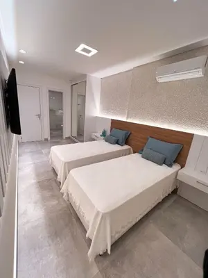 Uma cama ou camas num quarto em Solar do Atlântico 101 – Beira Mar em Bombas