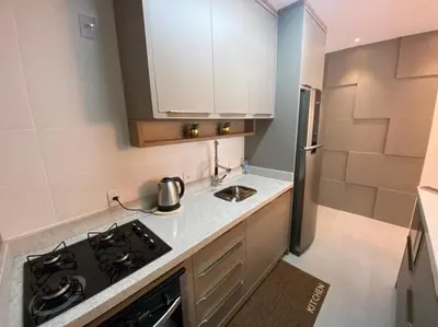 A cozinha ou kitchenette de cód 84 - Apartamento á 280 m do mar com piscina