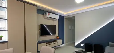 Uma televisão e/ou sistema de entretenimento em AR-302 Dpto 3 dormitorios a 150m de la playa