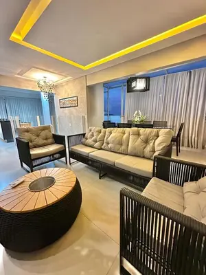 Uma área de estar em Cobertura Bombinhas Vista Panoramica do Mar na Aluguejaah