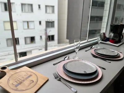 A planta de Apartamento dos Sonhos - Studio em Prédio a Beira Mar