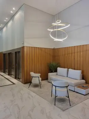 Uma área de estar em Lindo apto Frente MAR tudo novinho 2suítes+garagem