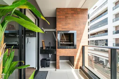 A cozinha ou kitchenette de 203- Apart com vista mar e piscina