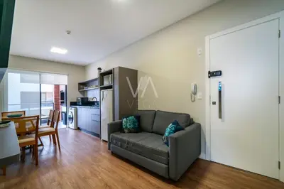 A cozinha ou kitchenette de 201- Apart com vista ao mar e piscina em Bombas