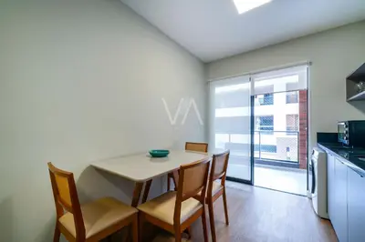 A cozinha ou kitchenette de 201- Apart com vista ao mar e piscina em Bombas