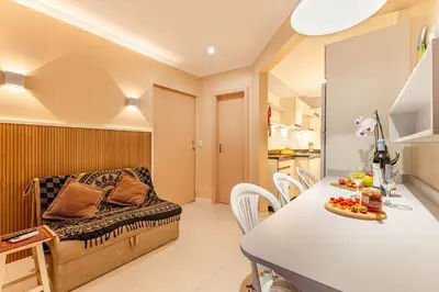 A cozinha ou kitchenette de Loft Aconchegante em Condomínio com Piscina
