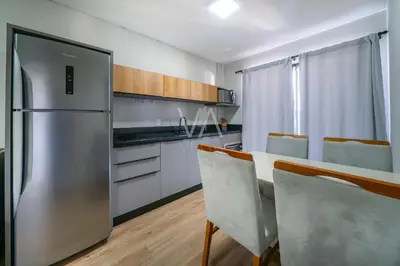 A cozinha ou kitchenette de 508- Apart com vista ao mar com piscina em Bombas