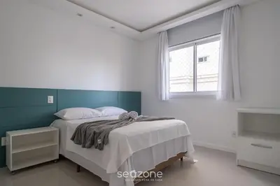 Uma cama ou camas num quarto em Apto 3Q c/ churrasqueira a 300m da Praia IVT1301
