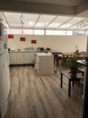 A cozinha ou kitchenette de Ap 1 quadra da praia 120 m totalmente climatizado
