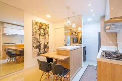 A cozinha ou kitchenette de Apto c/ varanda e churrasq. 400m praia DBR0805