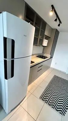 A cozinha ou kitchenette de Condomínio Vista Atlântico - Apartamento Novo - Próximo à Praia - Vista Mar - Área de Lazer