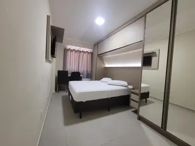 Uma cama ou camas num quarto em Apartamento aconchego.