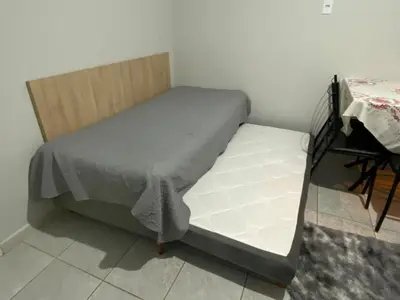 Uma cama ou camas num quarto em AP completo a 5 min da Praia, Itapema-SC