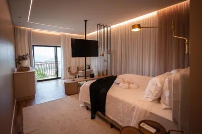 Uma cama ou camas num quarto em Morada Pedra Branca boutique Hotel