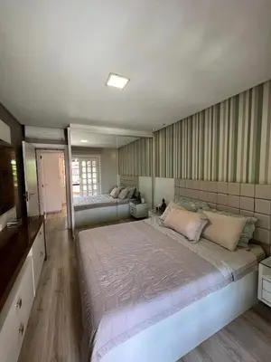 Uma cama ou camas num quarto em Casa pé na areia em praia paradisíaca com piscina frente mar