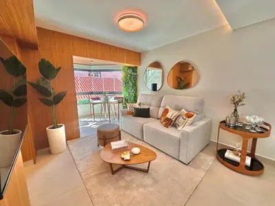 Uma área de estar em Apartamento 70m da praia em Bombinhas
