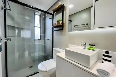 Uma casa de banho em Vista Mar com Churrasqueira 2 Quartos |CURTA156