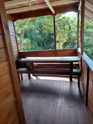 Uma varanda ou terraço em Casa na Praia em Porto Belo - Araçá