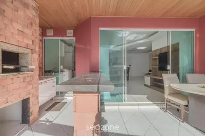 A cozinha ou kitchenette de Apto 4Q c/ churrasqueira a 70m da praia RTO0502