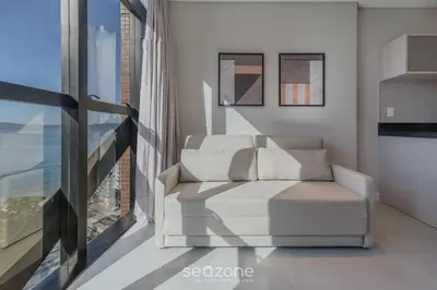 Uma área de estar em MHFs - Apts Variados em Prédio com Vista para o Mar em Itapema
