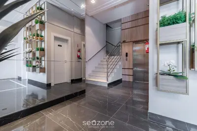 A planta de Apt 2Q Moderno 80m da Praia de Mariscal IML0107