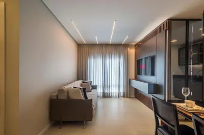 Uma área de estar em VLML031 - Studio decorado e moderno com garagem