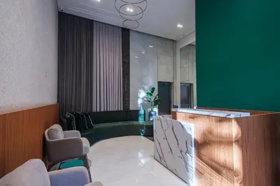 Uma área de estar em VLML031 - Studio decorado e moderno com garagem