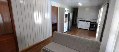 A cozinha ou kitchenette de Chalé na praia
