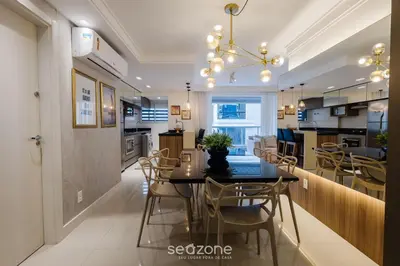 A cozinha ou kitchenette de Apto 3Q sofisticado apenas 200m da praia SEO0702