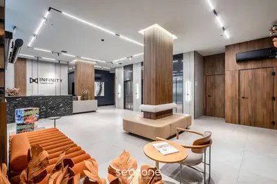 A cozinha ou kitchenette de IFT - Ed. Infinity Tower Flat 350m da Meia Praia