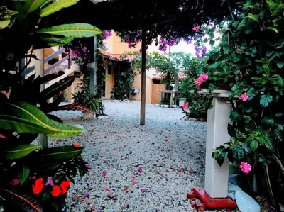 Um jardim no exterior de 6 - Apartamento de 02 quartos com jacuzzi em Bombas