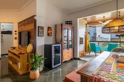 A cozinha ou kitchenette de Conforto, Ar Cond., Churrasqueira e Vista Mar