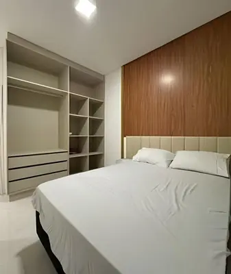 Uma cama ou camas num quarto em Luxo e Conforto com Vista mar em Porto Belo – PORT-001