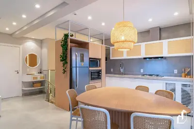 A cozinha ou kitchenette de Apartamento para 05 pessoas com vista para o mar