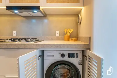 A cozinha ou kitchenette de Apartamento para 05 pessoas com vista para o mar