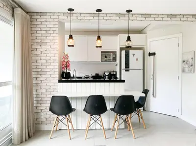 A cozinha ou kitchenette de Lindo apto á 150 metros da praia de Palmas - 0125