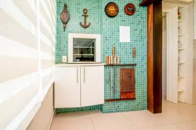 A cozinha ou kitchenette de Apto a 250m da praia na Barra Sul SV7987