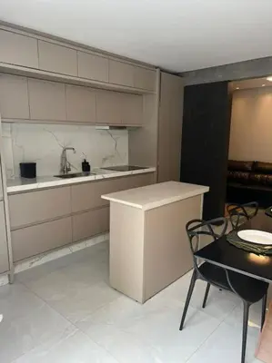A cozinha ou kitchenette de Pe na Areia Ap 2 quartos e terraço, Rua 3704