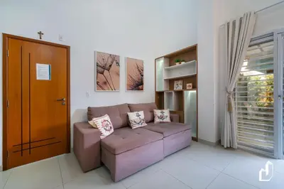 Uma área de estar em Apartamento Garden para 06 pessoas em Mariscal