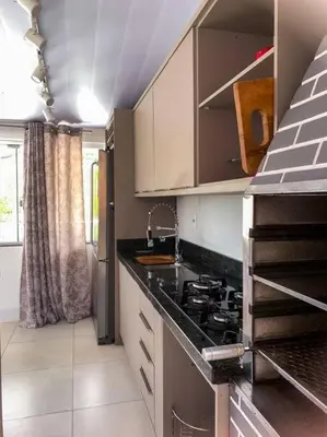 A cozinha ou kitchenette de Aluguel de Verão em Porto Belo!