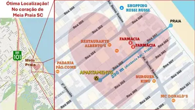 A planta de Apartamento confortável em Meia Praia