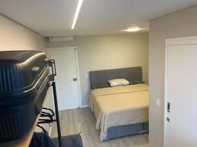Uma cama ou camas num quarto em Vista do Mangue suíte c Banheira Próximo do mar