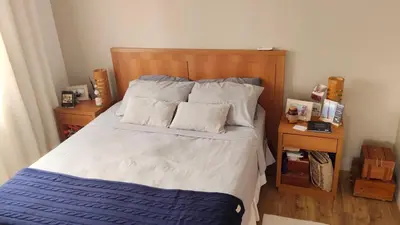 Uma cama ou camas num quarto em Lindissima casa na praia! Aqui você vai se sentir em casa!