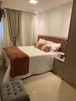 Uma cama ou camas num quarto em Apto-Itapema